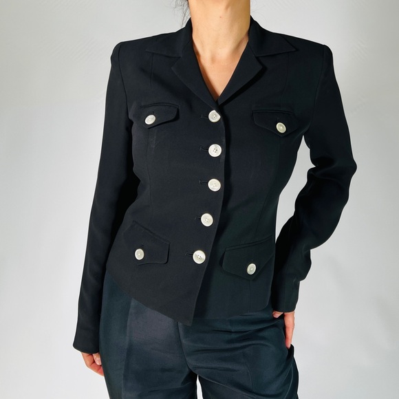 LAUREN RALPH LAUREN Womans Blazer Size 6 Black Silk Fitted - Picture 4 of 13